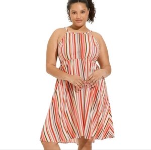 Torrid A-line Striped High Low Dress Size 2X Colorful Fit & Flare Beach Sundress